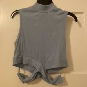 Ambiance Light Blue Ribbed Crop Top